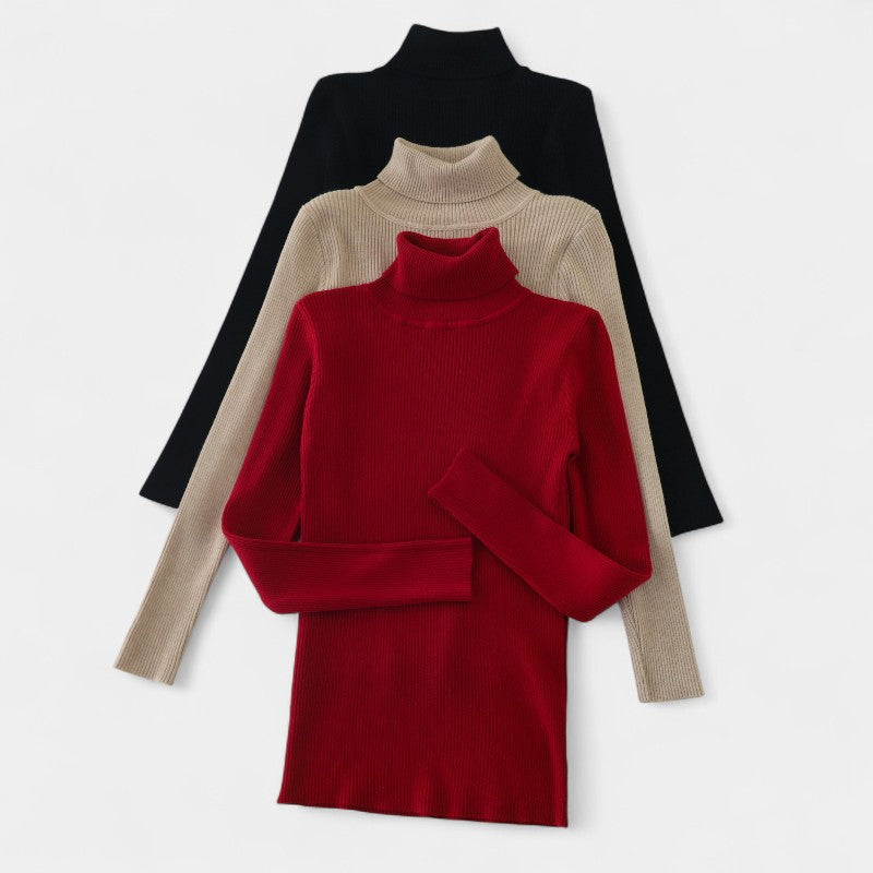 Gleame.-T-shirts & hemden-Gleame trui - casual trui met col en lange mouwen voor dames