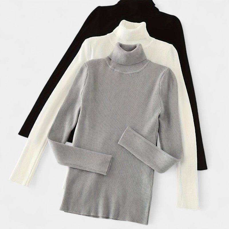 Gleame.-T-shirts & hemden-Gleame trui - casual trui met col en lange mouwen voor dames