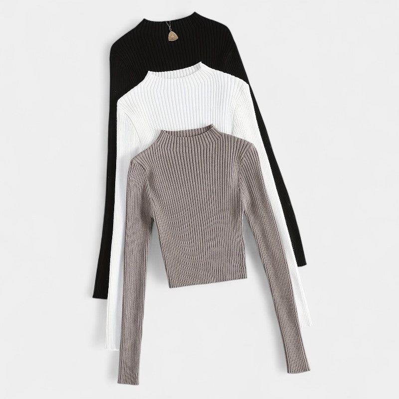 Gleame.-T-shirts & hemden-Gleame trui - ribgebreide basislaag met opstaande kraag en stretch