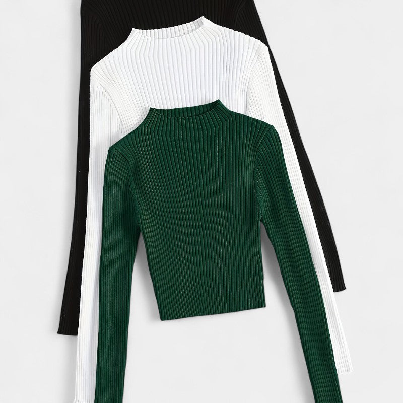 Gleame.-T-shirts & hemden-Gleame trui - ribgebreide basislaag met opstaande kraag en stretch