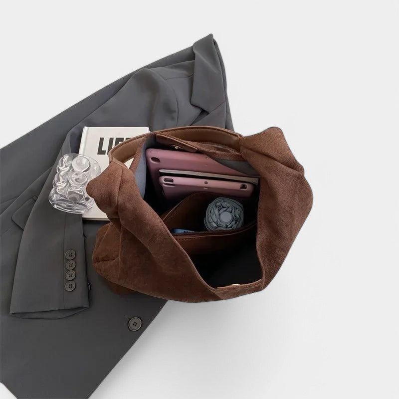 Gleame.-Tassen-Gleame Schoudertas - Suède schoudertas met grote capaciteit