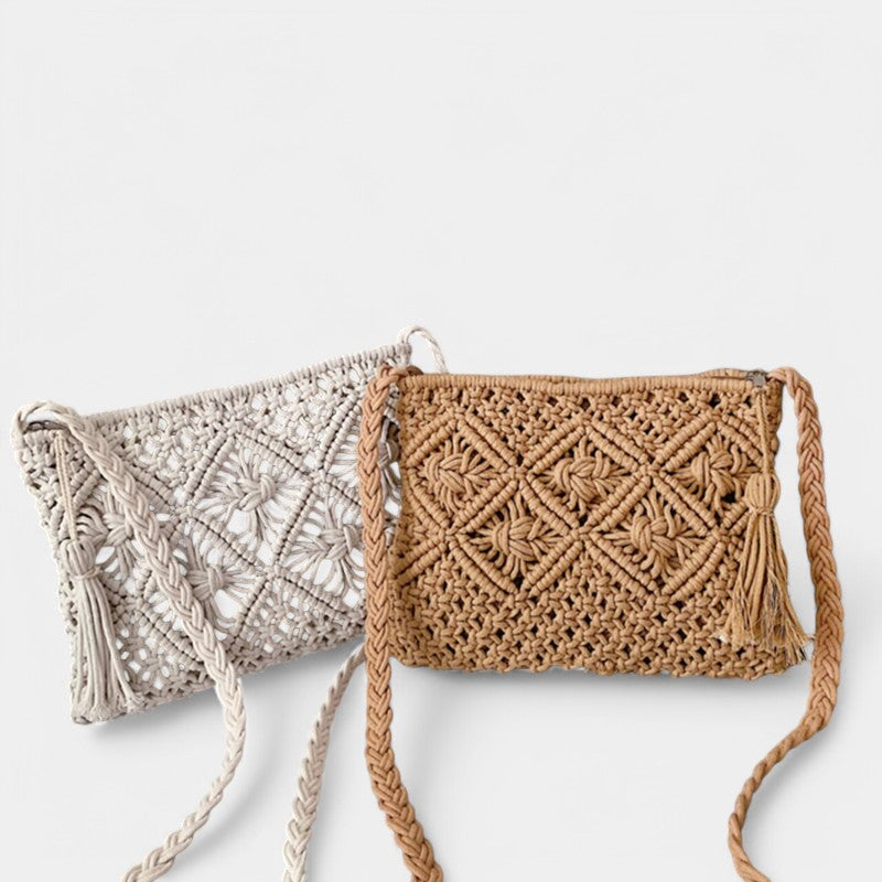 Gleame.-Tassen-Gleame Schoudertas - Woven schoudertas voor een zomerse stijl