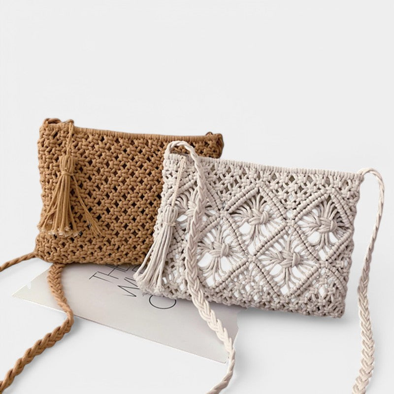 Gleame.-Tassen-Gleame Schoudertas - Woven schoudertas voor een zomerse stijl