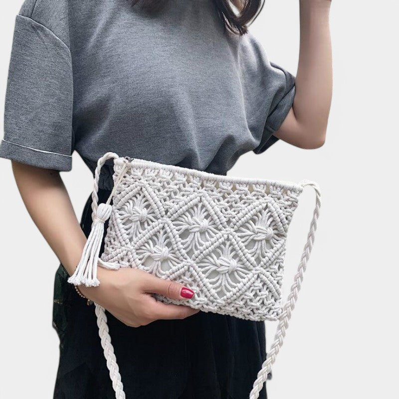 Gleame.-Tassen-Gleame Schoudertas - Woven schoudertas voor een zomerse stijl