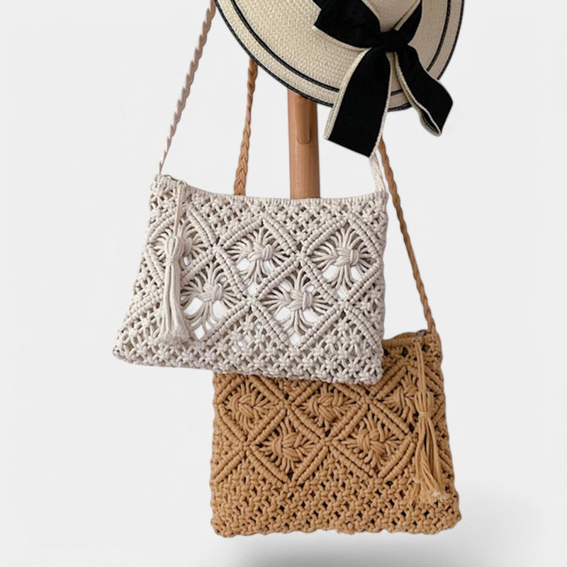 Gleame.-Tassen-Gleame Schoudertas - Woven schoudertas voor een zomerse stijl