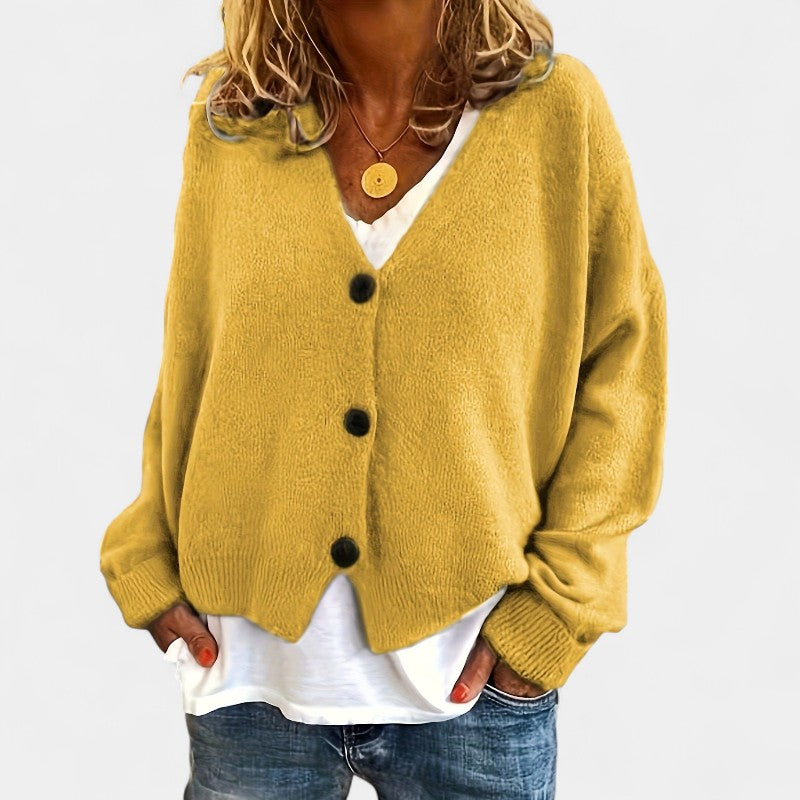 Gleame.-Truien & Vesten-Gleame Cardigan - Casual V-hals cardigan met knopen en lange mouwen