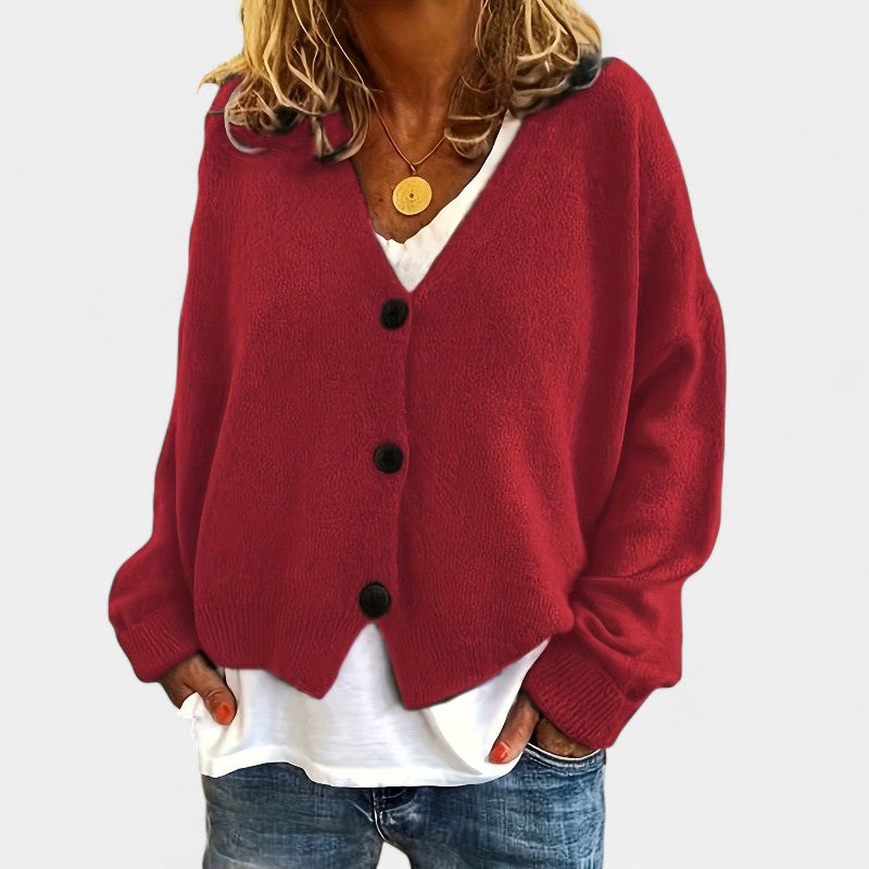 Gleame.-Truien & Vesten-Gleame Cardigan - Casual V-hals cardigan met knopen en lange mouwen