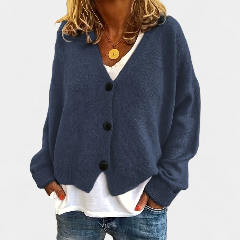 Gleame.-Truien & Vesten-Gleame Cardigan - Casual V-hals cardigan met knopen en lange mouwen