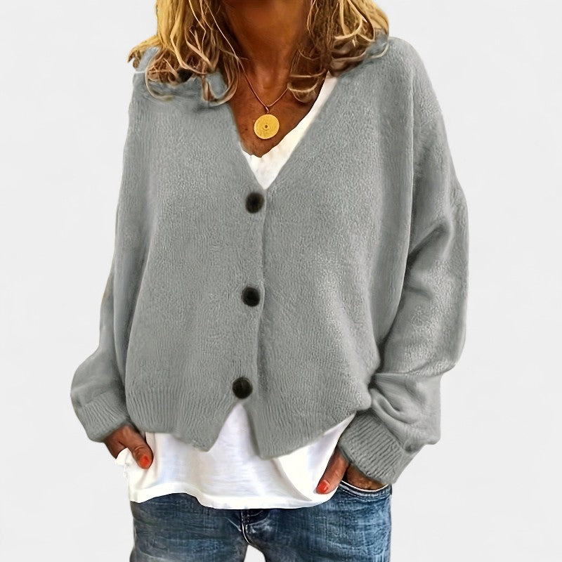 Gleame.-Truien & Vesten-Gleame Cardigan - Casual V-hals cardigan met knopen en lange mouwen
