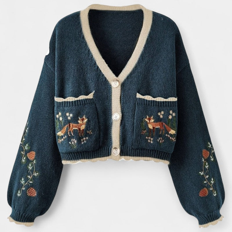Gleame.-Truien & Vesten-Gleame Cardigan - Casual cardigan met bloemenpatroon en knoopsluiting