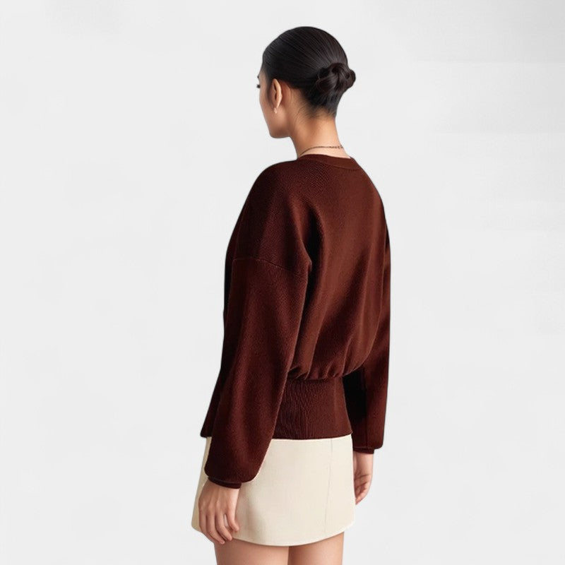Gleame.-Truien & Vesten-Gleame Cardigan - Gebreid vest met goudkleurige knopen en V-hals