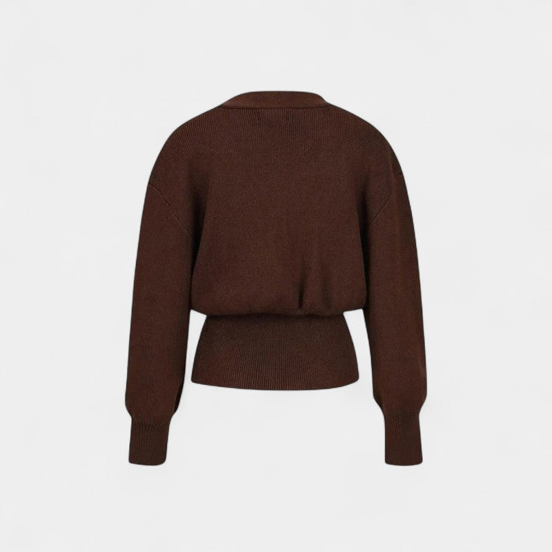 Gleame.-Truien & Vesten-Gleame Cardigan - Gebreid vest met goudkleurige knopen en V-hals