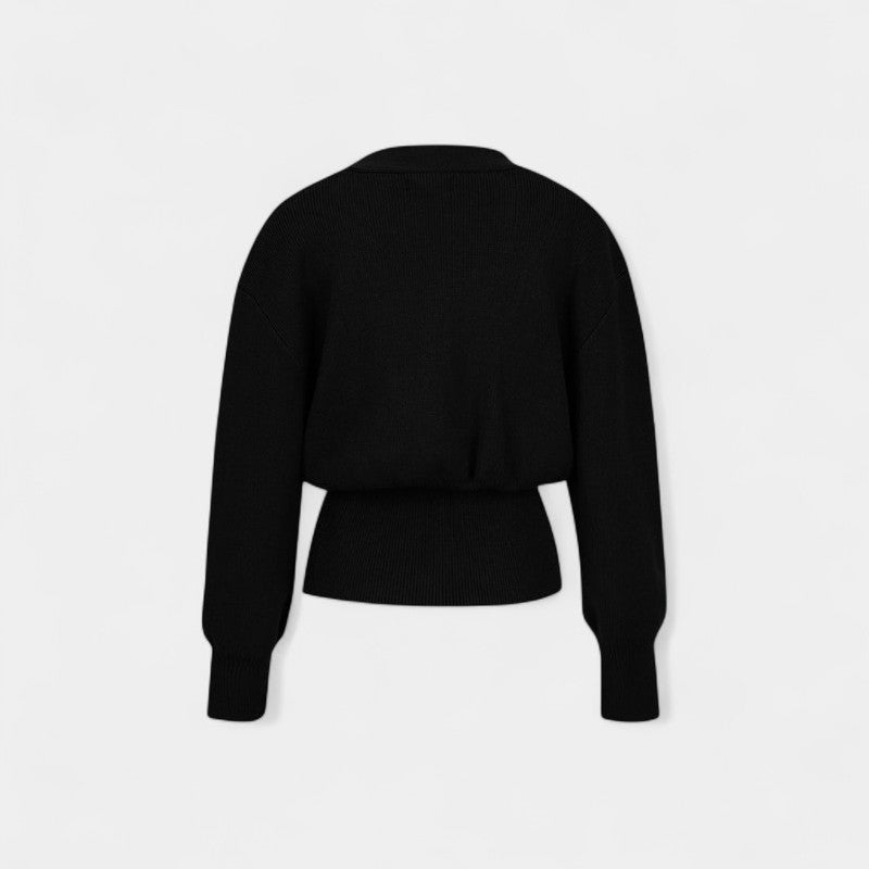 Gleame.-Truien & Vesten-Gleame Cardigan - Gebreid vest met goudkleurige knopen en V-hals