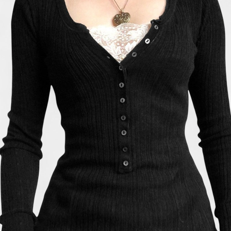 Gleame.-Truien & Vesten-Gleame Cardigan - Vintage knit cardigan met knopen en geometrisch patroon