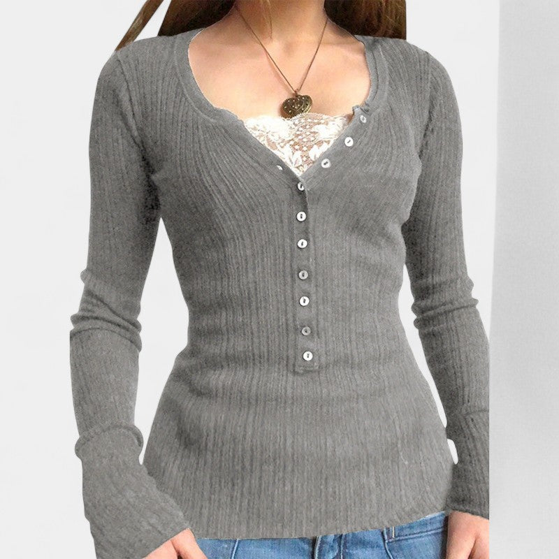 Gleame.-Truien & Vesten-Gleame Cardigan - Vintage knit cardigan met knopen en geometrisch patroon