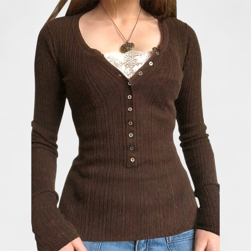 Gleame.-Truien & Vesten-Gleame Cardigan - Vintage knit cardigan met knopen en geometrisch patroon