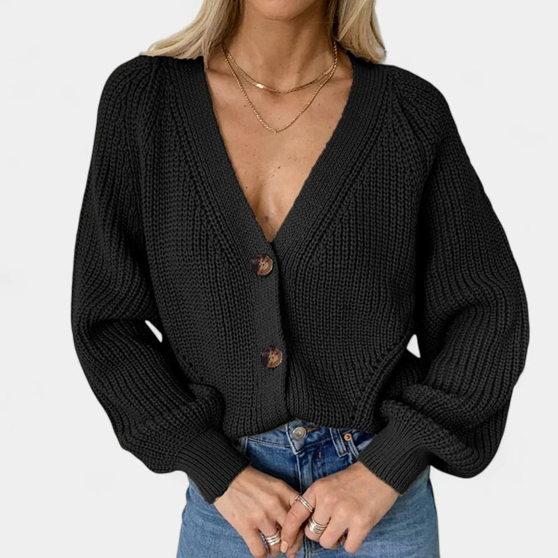 Gleame.-Truien & Vesten-Gleame Dames Cardigan - V-hals vest met knoopsluiting