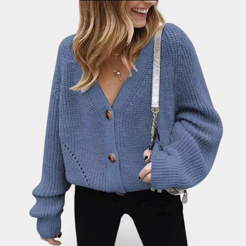 Gleame.-Truien & Vesten-Gleame Dames Cardigan - V-hals vest met knoopsluiting