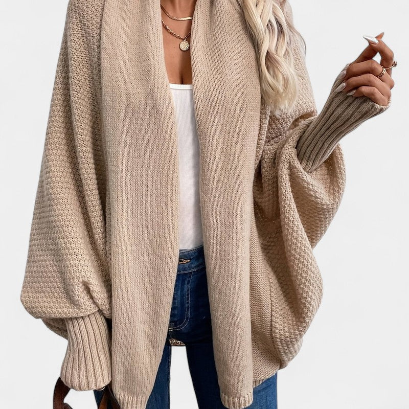 Gleame.-Truien & Vesten-Gleame Dames Vest – Losvallend gebreid vest met open voorkant en lange mouwen