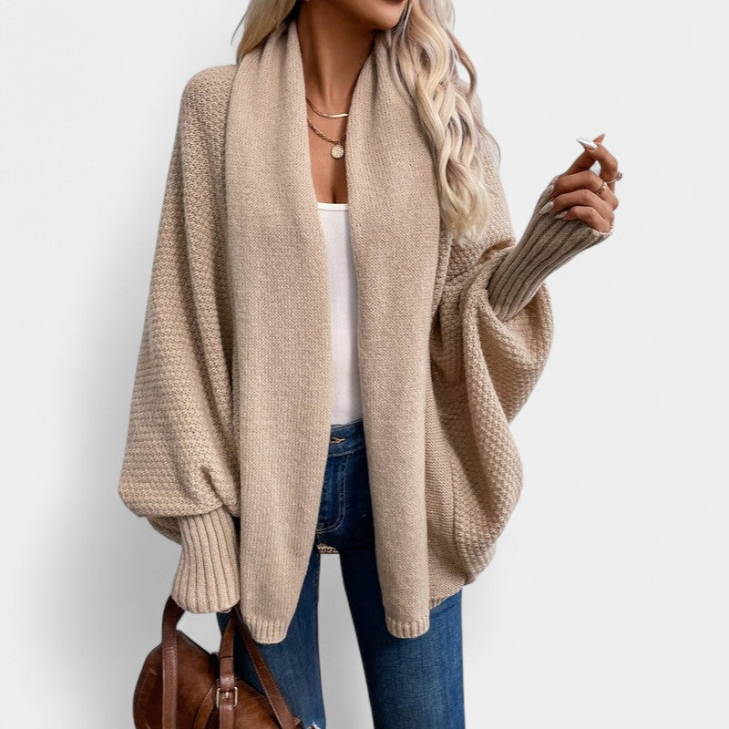 Gleame.-Truien & Vesten-Gleame Dames Vest – Losvallend gebreid vest met open voorkant en lange mouwen