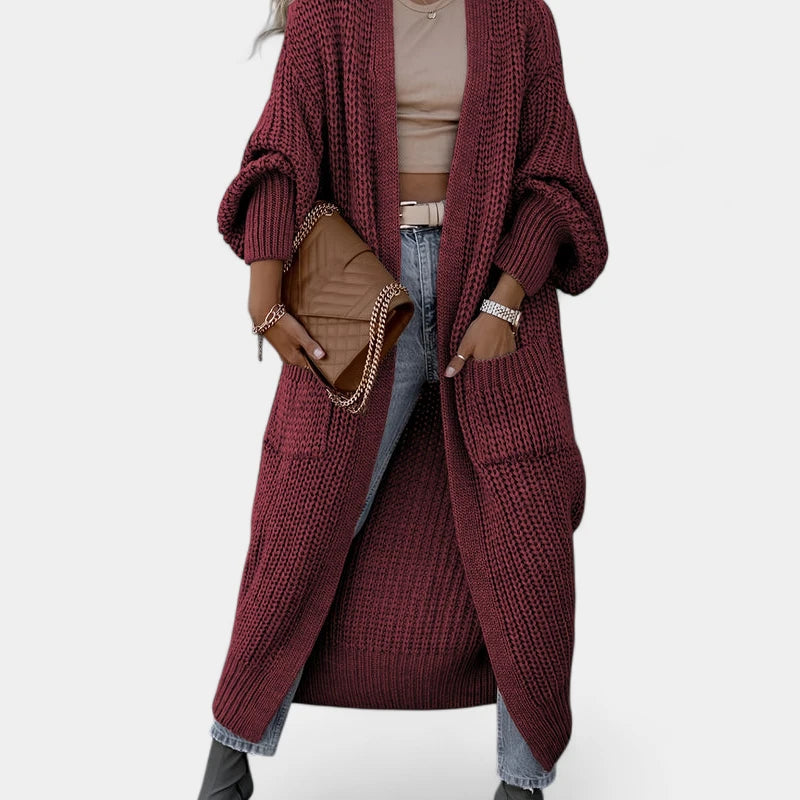 Gleame.-Truien & Vesten-Gleame Dames cardigan - Lange gebreide cardigan met zakken en lange mouwen