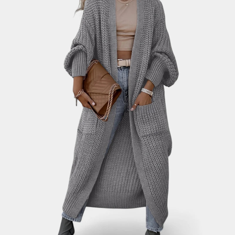 Gleame.-Truien & Vesten-Gleame Dames cardigan - Lange gebreide cardigan met zakken en lange mouwen
