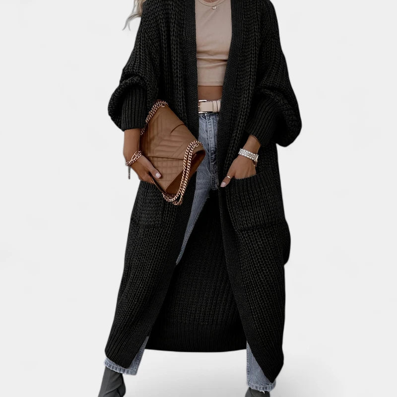 Gleame.-Truien & Vesten-Gleame Dames cardigan - Lange gebreide cardigan met zakken en lange mouwen