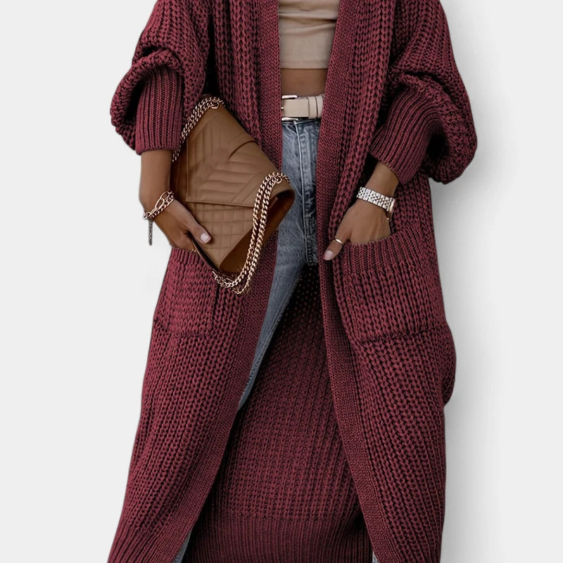Gleame.-Truien & Vesten-Gleame Dames cardigan - Lange gebreide cardigan met zakken en lange mouwen