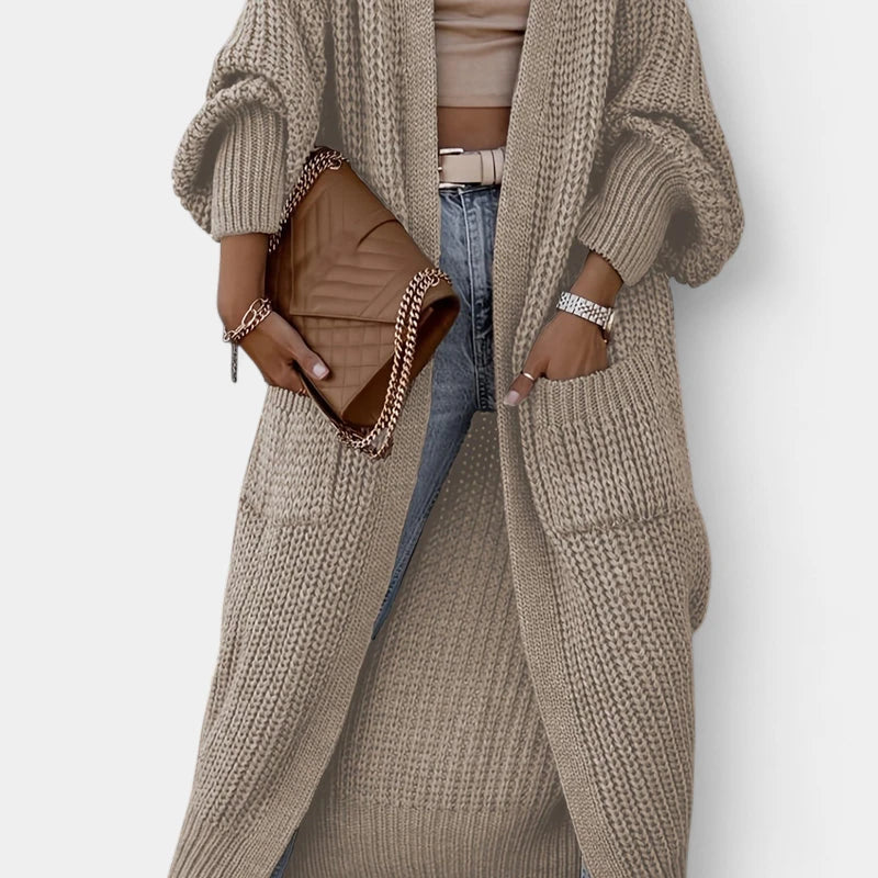 Gleame.-Truien & Vesten-Gleame Dames cardigan - Lange gebreide cardigan met zakken en lange mouwen