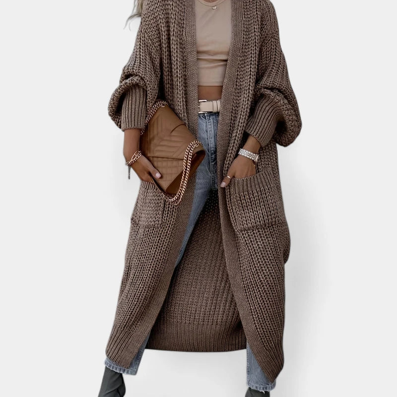 Gleame.-Truien & Vesten-Gleame Dames cardigan - Lange gebreide cardigan met zakken en lange mouwen