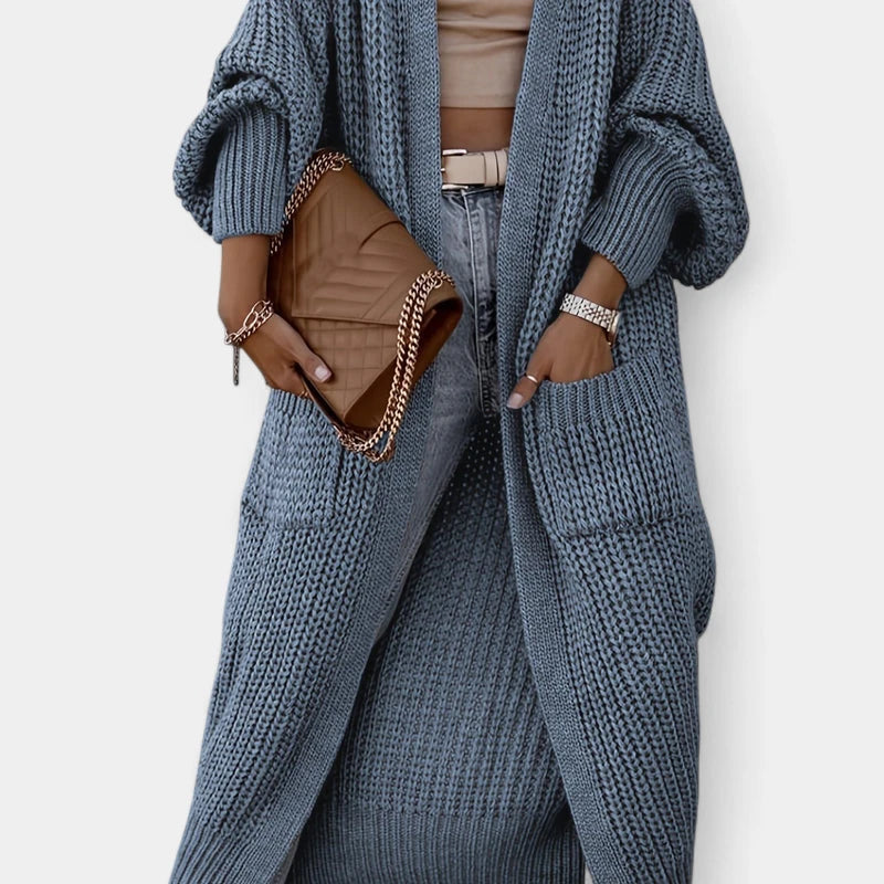 Gleame.-Truien & Vesten-Gleame Dames cardigan - Lange gebreide cardigan met zakken en lange mouwen