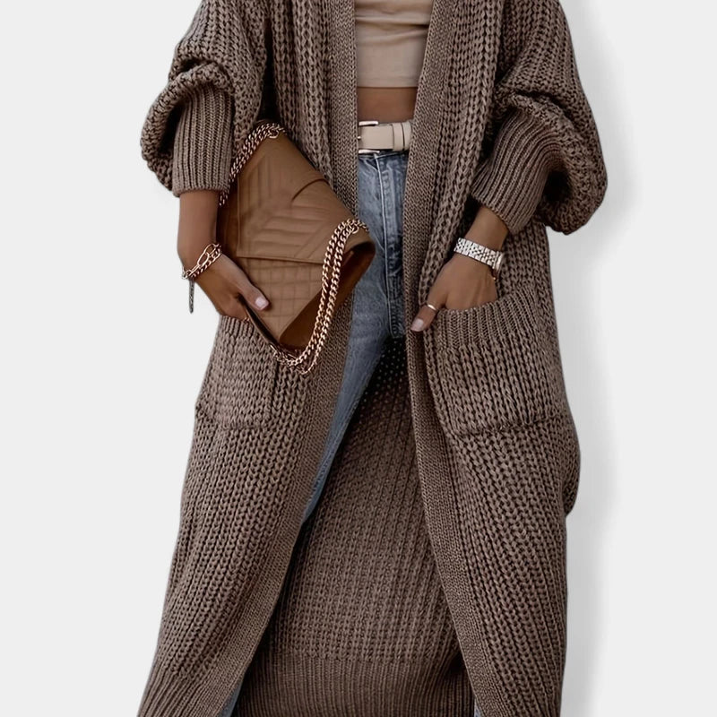 Gleame.-Truien & Vesten-Gleame Dames cardigan - Lange gebreide cardigan met zakken en lange mouwen