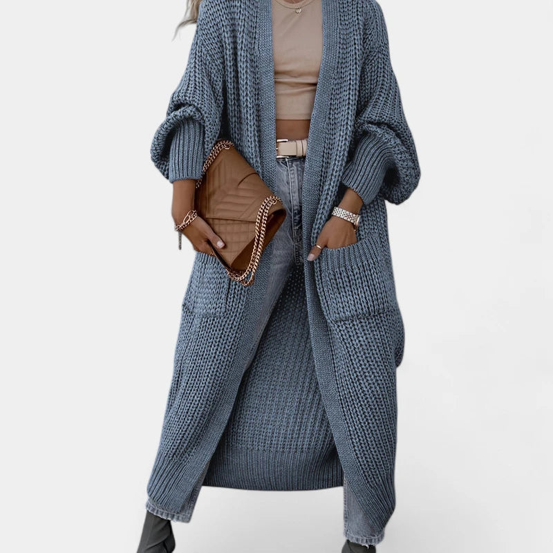 Gleame.-Truien & Vesten-Gleame Dames cardigan - Lange gebreide cardigan met zakken en lange mouwen
