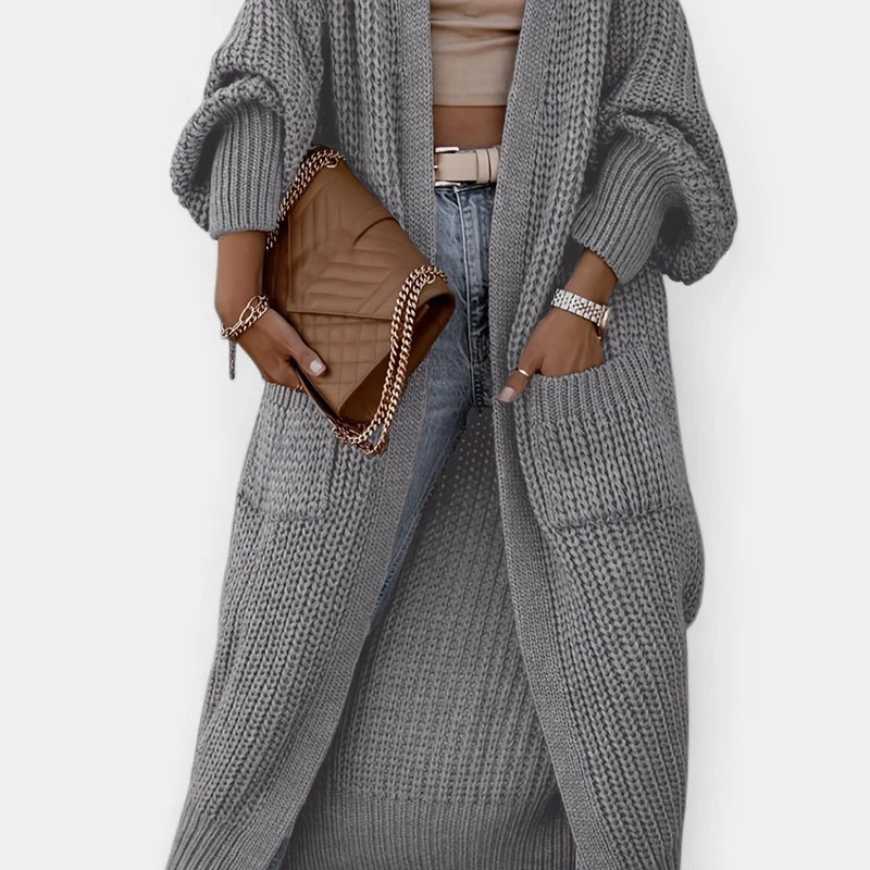 Gleame.-Truien & Vesten-Gleame Dames cardigan - Lange gebreide cardigan met zakken en lange mouwen