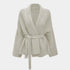 Gleame.-Truien & Vesten-Gleame Damescardigan - Gebreide oversized cardigan met riem in neutrale kleur