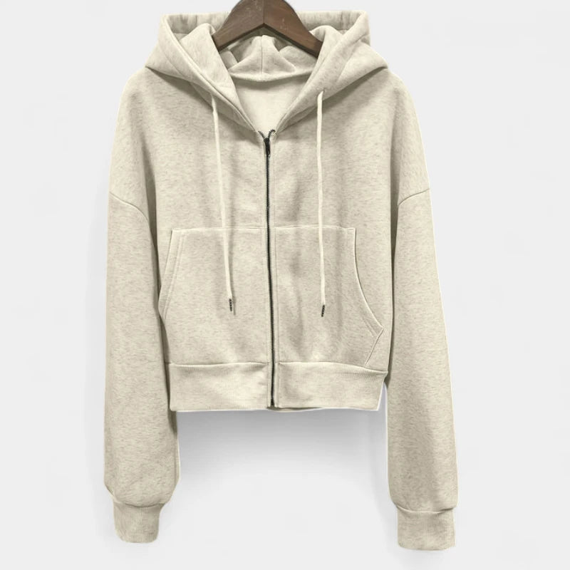 Gleame.-Truien & Vesten-Gleame Dameshoodie - Casual zip-up hoodie met lange mouwen