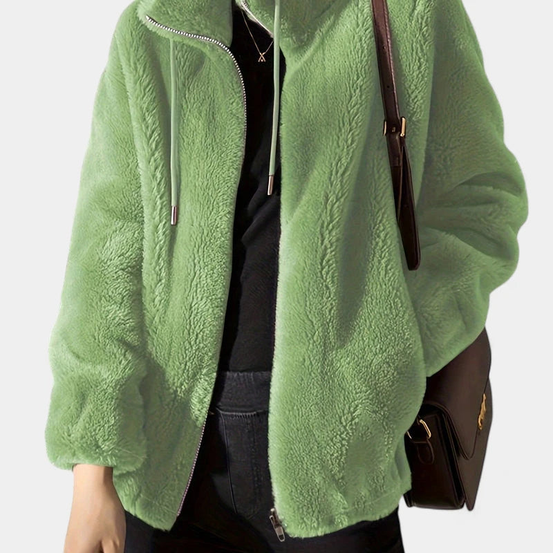 Gleame.-Truien & Vesten-Gleame Damesjas - Casual open voorzijde zip-up jas met lange mouwen