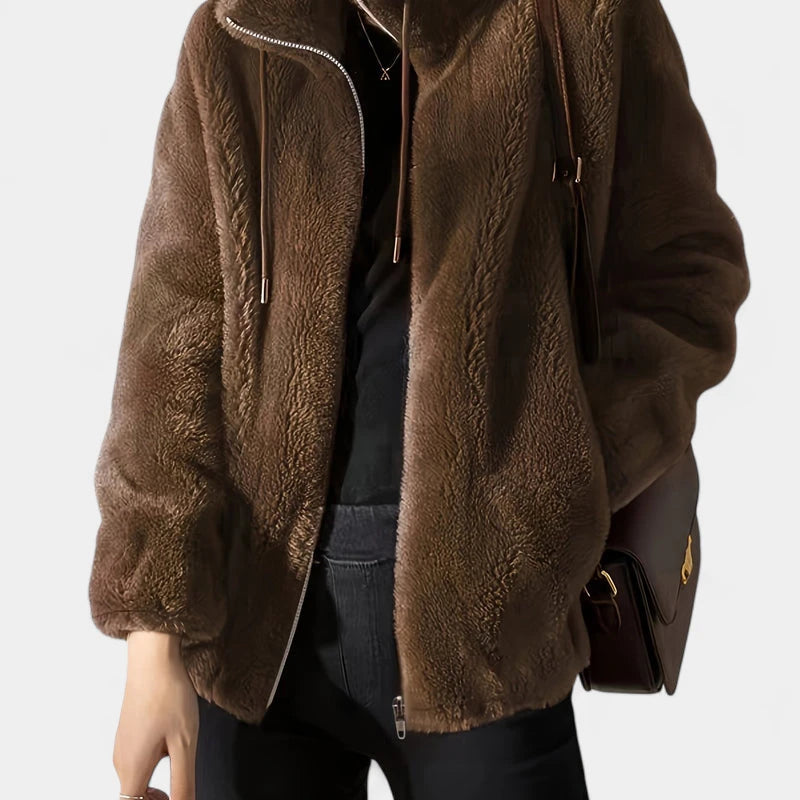 Gleame.-Truien & Vesten-Gleame Damesjas - Casual open voorzijde zip-up jas met lange mouwen