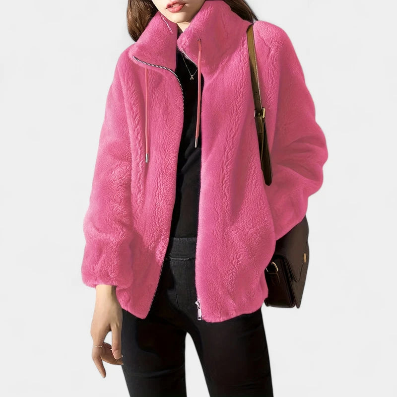 Gleame.-Truien & Vesten-Gleame Damesjas - Casual open voorzijde zip-up jas met lange mouwen