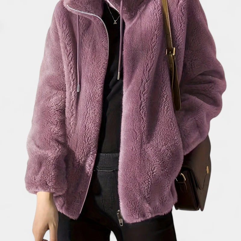 Gleame.-Truien & Vesten-Gleame Damesjas - Casual open voorzijde zip-up jas met lange mouwen