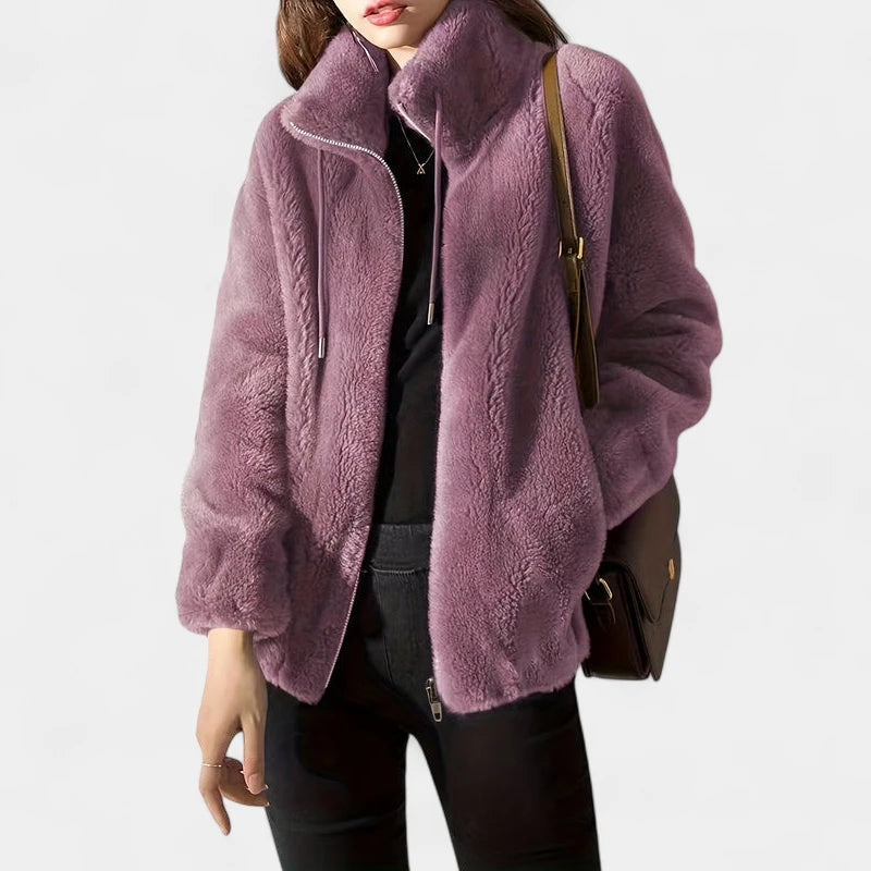 Gleame.-Truien & Vesten-Gleame Damesjas - Casual open voorzijde zip-up jas met lange mouwen