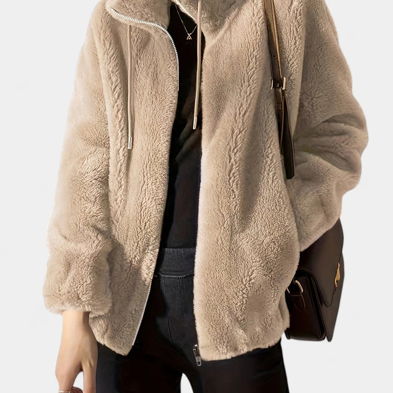 Gleame.-Truien & Vesten-Gleame Damesjas - Casual open voorzijde zip-up jas met lange mouwen