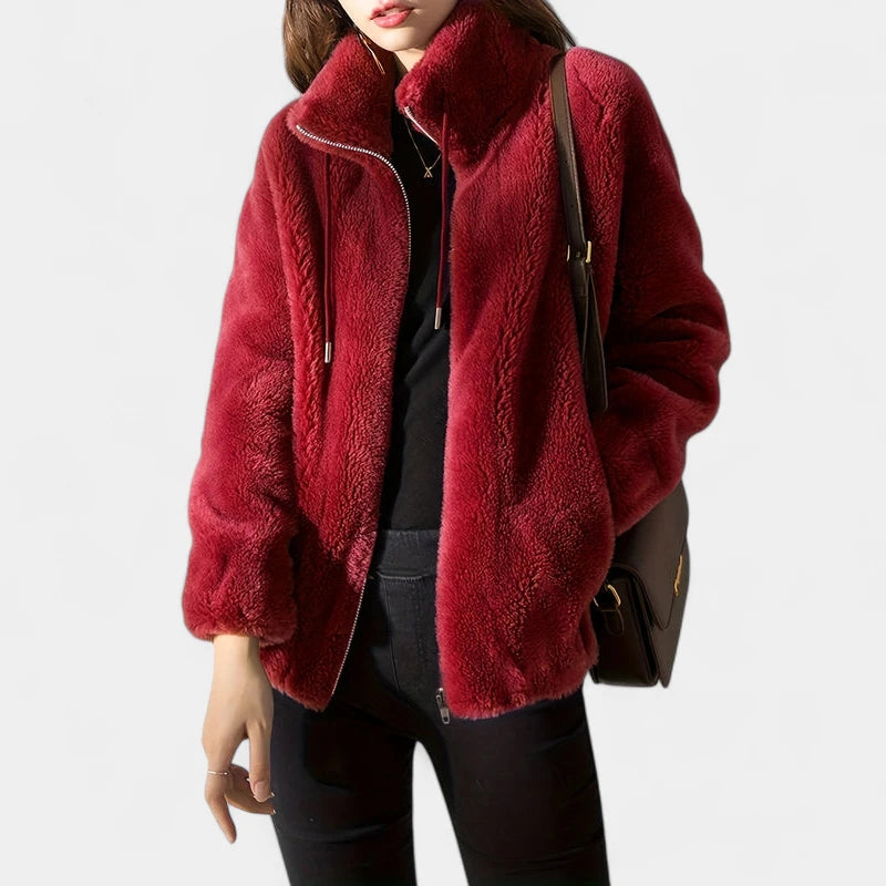 Gleame.-Truien & Vesten-Gleame Damesjas - Casual open voorzijde zip-up jas met lange mouwen