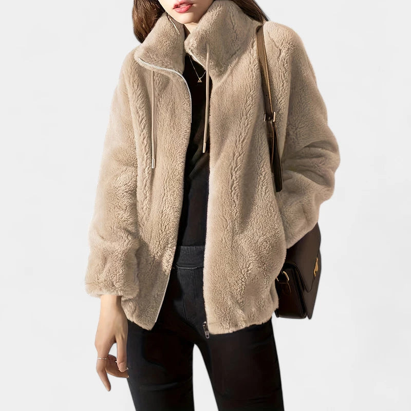 Gleame.-Truien & Vesten-Gleame Damesjas - Casual open voorzijde zip-up jas met lange mouwen