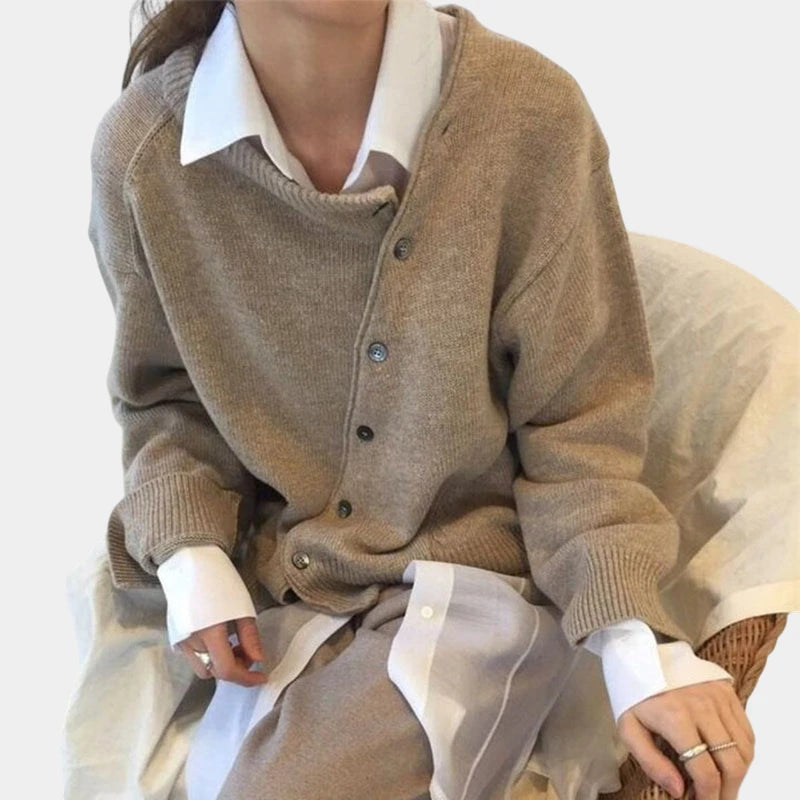 Gleame.-Truien & Vesten-Gleame Damesvest - Gebreid vest met knoopsluiting en comfortabele pasvorm