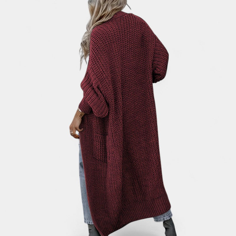 Gleame.-Truien & Vesten-Gleame Damesvest - Lang vest met lange mouwen en verfijnde uitstraling