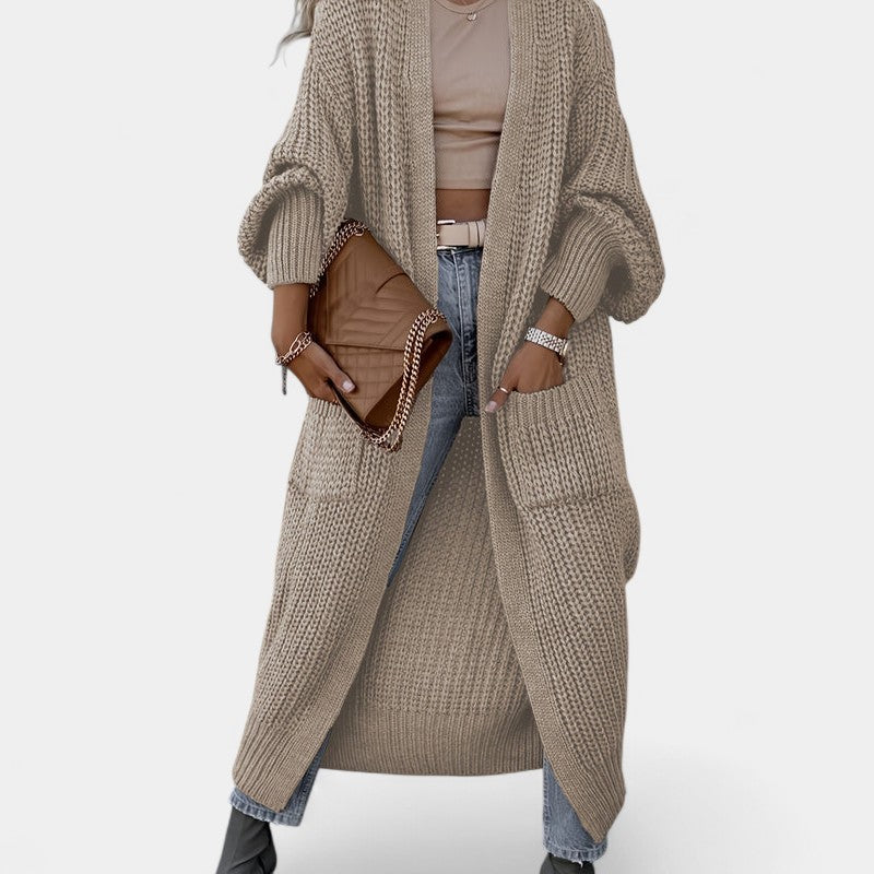 Gleame.-Truien & Vesten-Gleame Damesvest - Lang vest met lange mouwen en verfijnde uitstraling