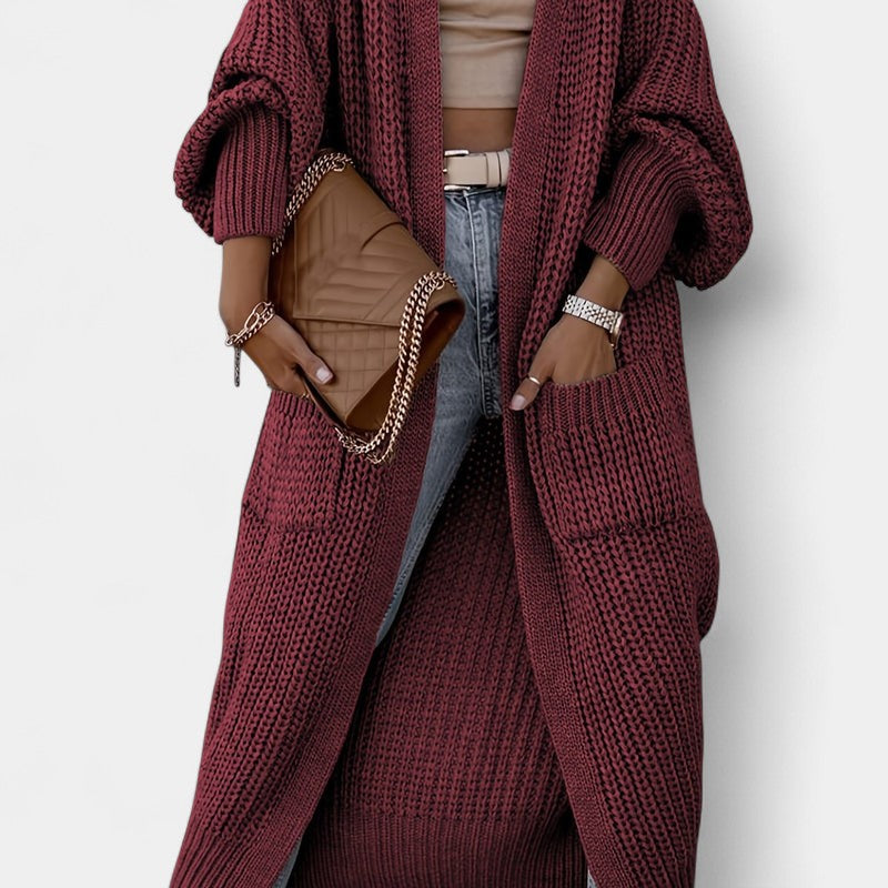 Gleame.-Truien & Vesten-Gleame Damesvest - Lang vest met lange mouwen en verfijnde uitstraling