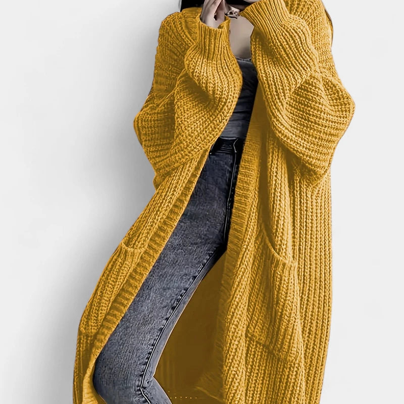 Gleame.-Truien & Vesten-Gleame Damesvest - Losvallend gebreid vest met open voorkant en lange mouwen