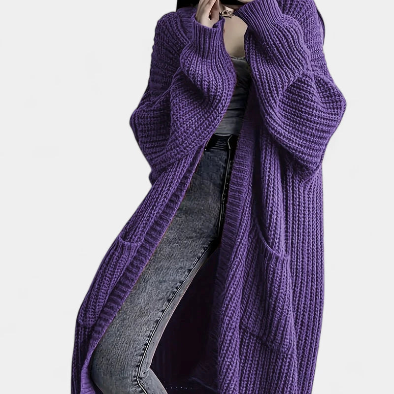 Gleame.-Truien & Vesten-Gleame Damesvest - Losvallend gebreid vest met open voorkant en lange mouwen